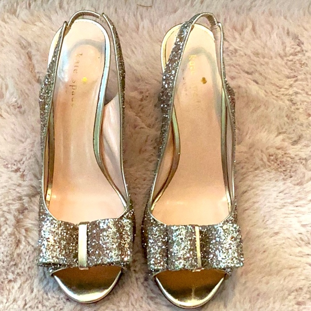 Cute bow Kate Spade pink sparkle heels